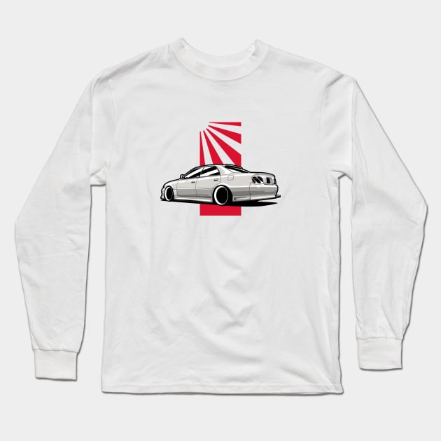White Chaser X100 JDM Classic Legend Long Sleeve T-Shirt by KaroCars